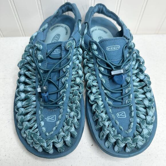 KEEN Sandals Womens 8 Uneek Cord Bungee Hiking Sport Shoes Turquoise Teal Blue - Picture 3 of 9